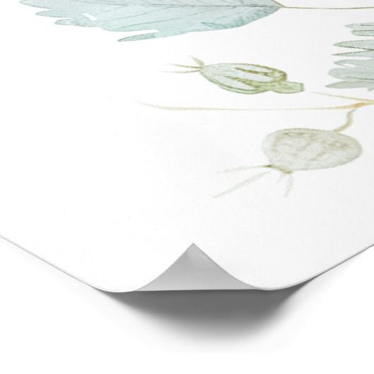 イチゴつる植物ベビーシャワー歓迎サイン ポスター (角)