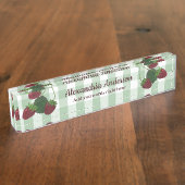 イチゴつる植物及びギンガム机用ネームプレート デスクネームプレート (側面)