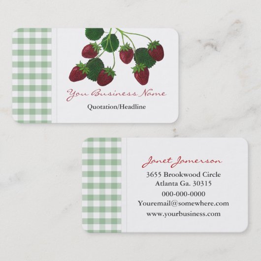 イチゴつる植物名刺 名刺 (正面/裏面)