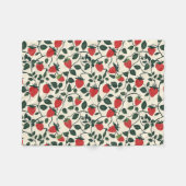 イチゴつる植物模様 フリースブランケット (正面(横))