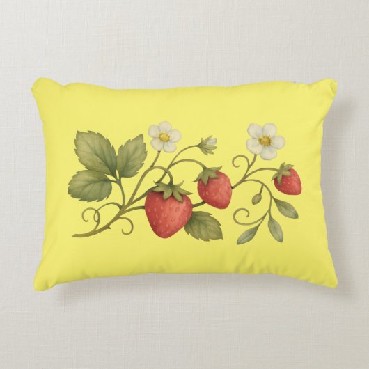 イチゴつる植物(花付き) アクセントクッション (正面)