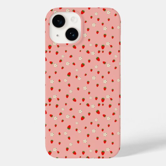 イチゴとお花のデザイン Case-Mate iPhoneケース (裏面)
