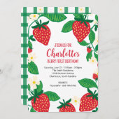 イチゴとの最初のお洒落誕生日 招待状 (正面/裏面)