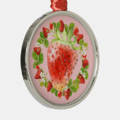 イチゴとイチゴの花 メタルオーナメント (右)