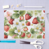 イチゴとイチゴの花 薄葉紙 (クラフト)