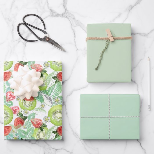 イチゴとキウイ。 ラッピングペーパーシート (正面)