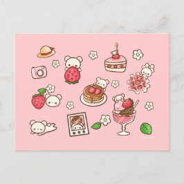 イチゴとクマのおいしいかわいいかわいいスイーツ ポストカード