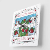 イチゴとクリームの壁掛け時計 スクエア壁時計 (傾斜)