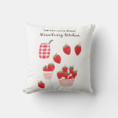 イチゴとクリーム夏の赤かわいらし白 クッション (正面)