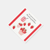 イチゴとクリーム夏の赤かわいらし白 スタンダードカクテルナプキン (角)