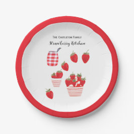 イチゴとクリーム夏の赤かわいらし白 ペーパープレート