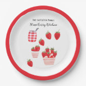 イチゴとクリーム夏の赤かわいらし白 ペーパープレート (正面)