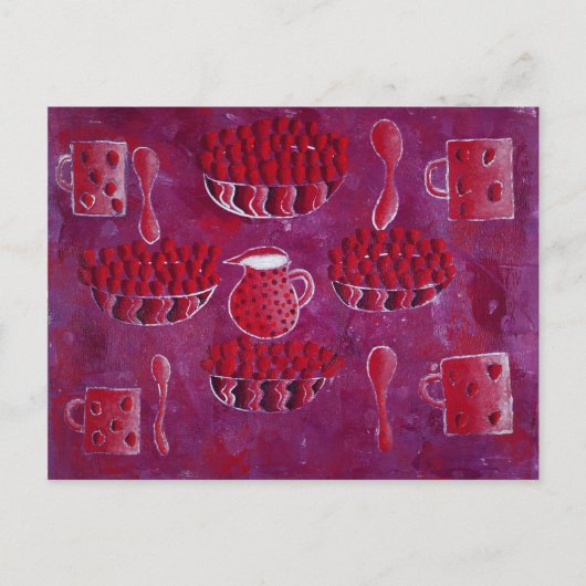 イチゴとクリーム絵を描ズ ポストカード (正面)