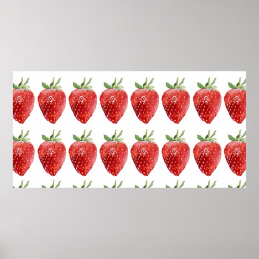 イチゴとシームレスな水彩パターン ポスター (正面)