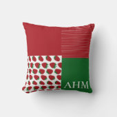 イチゴとストライプスタイルキルトMONOGRAM クッション (正面)