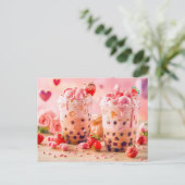 イチゴとストロベリーアイスを使用したアイスコーヒー シーズンポストカード (スタンド正面)