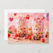 イチゴとストロベリーアイスを使用したアイスコーヒー シーズンポストカード (正面/裏面)