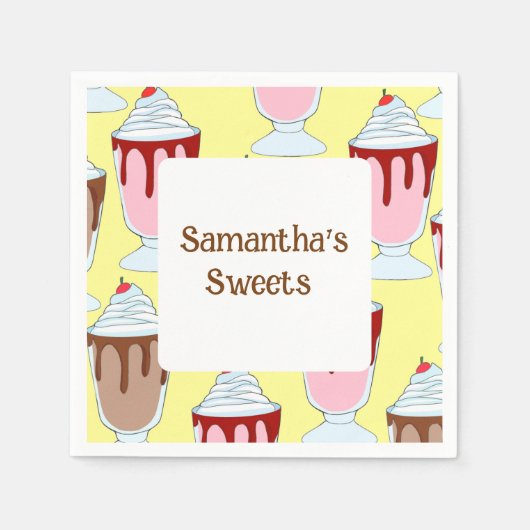 イチゴとチョコレートミルクシェイク スタンダードカクテルナプキン (正面)