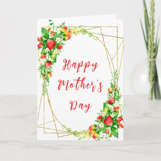 イチゴとデイジーが母の日を祝う カード (正面)