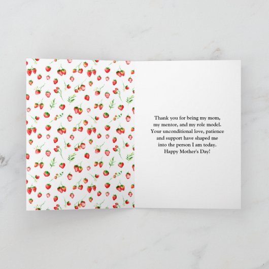 イチゴとデイジーが母の日を祝う カード (内部)