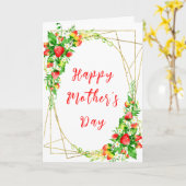 イチゴとデイジーが母の日を祝う カード (黄色い花)