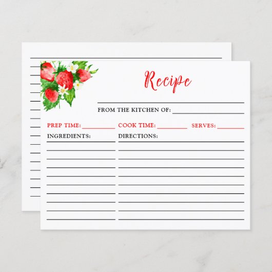 イチゴとデイジーレシピカード (正面/裏面)