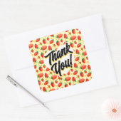 イチゴとデイジー水彩ありがとう スクエアシール (封筒)