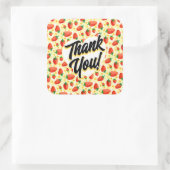 イチゴとデイジー水彩ありがとう スクエアシール (バッグ)