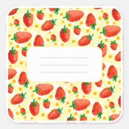 イチゴとデイジー水色シール スクエアシール