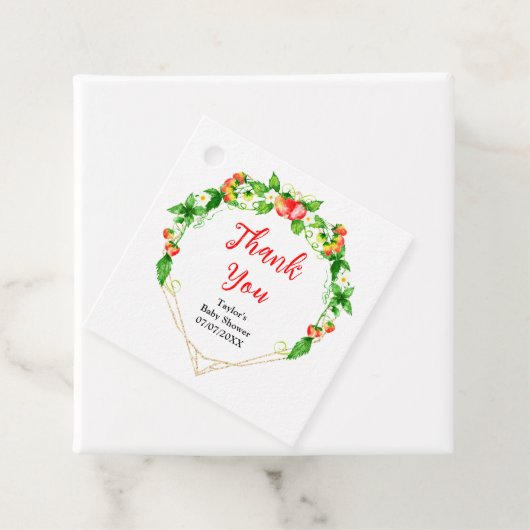 イチゴとデイジー赤ちゃんシャワーありがとう フェイバータグ (インサイチュ)