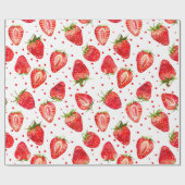 イチゴとドットのパターン ラッピングペーパー (フラット)