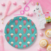 イチゴとバニラアイスクリーム ペーパープレート (パーティー)