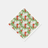 イチゴとピンクと白の花 スタンダードカクテルナプキン (角)