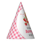 イチゴとピンクのリボン Berry First Birthday パーティーハット (左)
