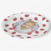 イチゴとフォトバースデーパーティー ペーパープレート (アングル)