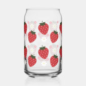 イチゴとフローラデイジー ガラス缶 (正面)