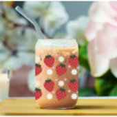 イチゴとフローラデイジー ガラス缶