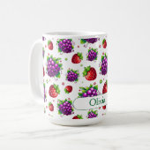 イチゴとブドウ。ベリカラフルー コーヒーマグカップ (正面左)