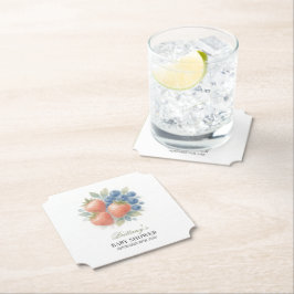 イチゴとブルーベリーの赤ちゃんシャワー ペーパーコースター