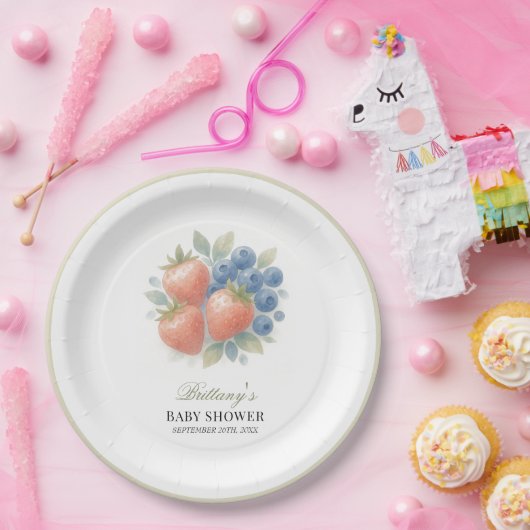 イチゴとブルーベリーの赤ちゃんシャワー ペーパープレート (パーティー)