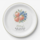 イチゴとブルーベリーの赤ちゃんシャワー ペーパープレート (正面)