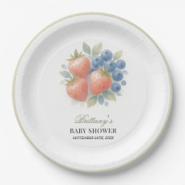 イチゴとブルーベリーの赤ちゃんシャワー ペーパープレート
