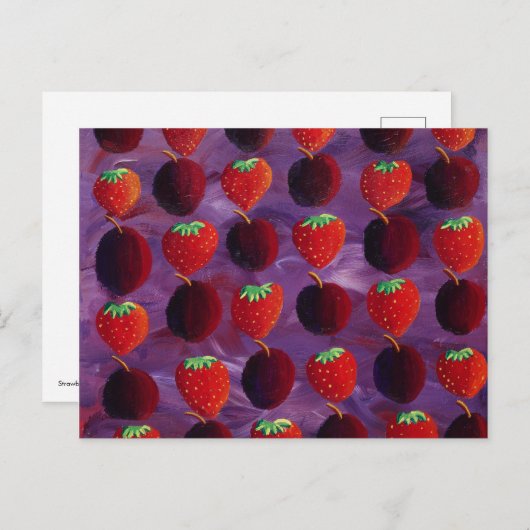 イチゴとプラ絵を描ム ポストカード (正面/裏面)
