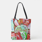 イチゴとライム食料品 トートバッグ (裏面)