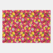 イチゴとレモンの柄と愛のフローラ ラッピングペーパーシート (正面)