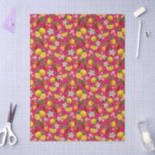 イチゴとレモンの花の模様 薄葉紙 (クラフト)