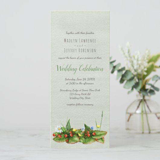 イチゴとワイルドフラワーカントリー結婚式 招待状 (スタンド正面)