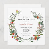 イチゴとワイルドフラワーブライダルシャワー 招待状 (正面/裏面)