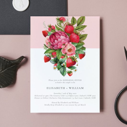 イチゴと牡丹の夏のリハーサルディナー 招待状
