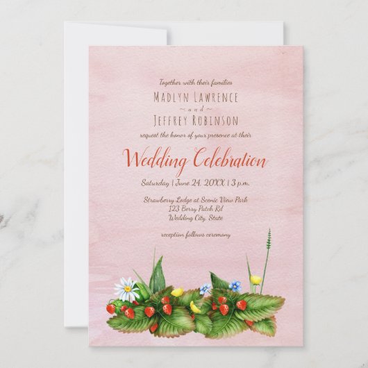 イチゴと牧草花赤面結婚ズ 招待状 (正面)